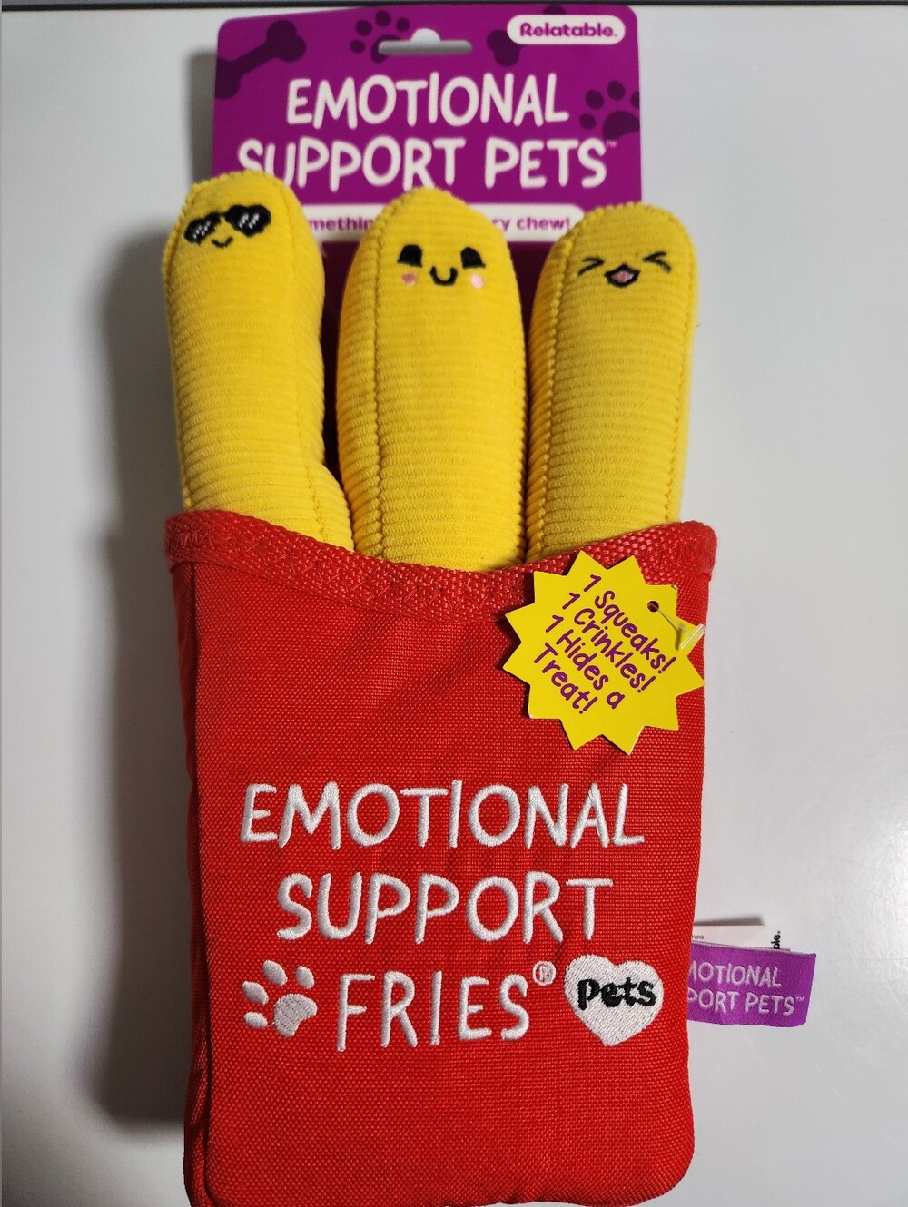 🎈 Emotional Support Fries Pet Toy Dog Squeak Toy